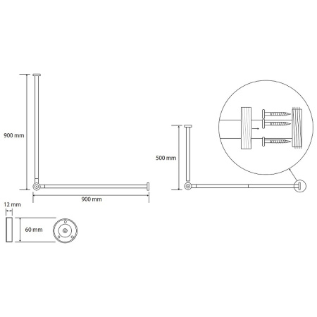 Угловой карниз для ванной Bemeta 101120110 черный фото