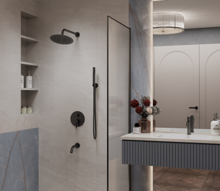 Душевая система скрытого монтажа Vincea Villa VSFW-1VL3MB черная матовая фото