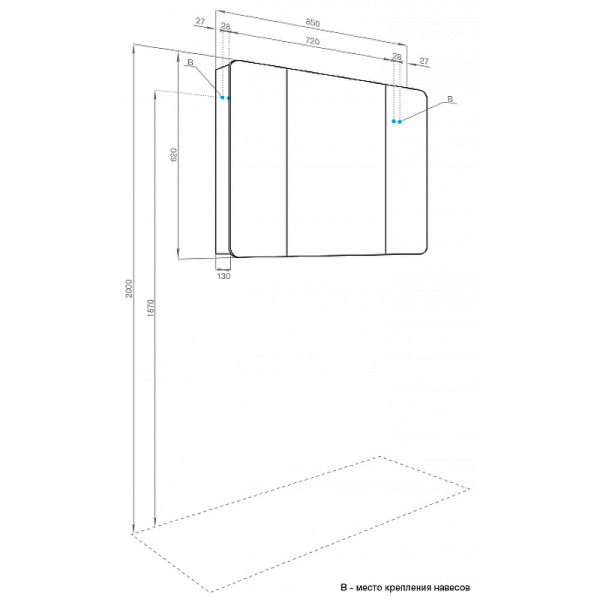 Зеркальный шкаф Акватон Ар-Деко 85 1A280602DD8D0 серый кобальт фото