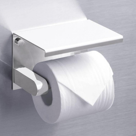 Держатель туалетной бумаги с полкой для телефона Rush Edge ED77141 White фото