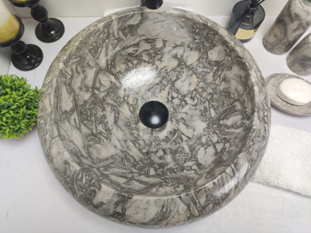 Накладная раковина из мрамора Donut Doreng Grey Medium DM-00246 (45*45*15см) фото