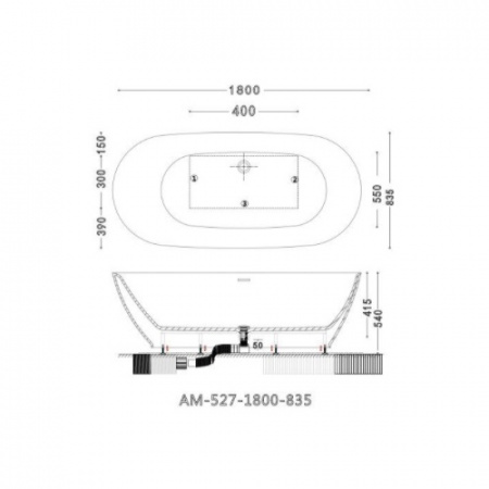 Ванна акриловая Art&Max Elegant AM-527-1800-835 180х83 фото