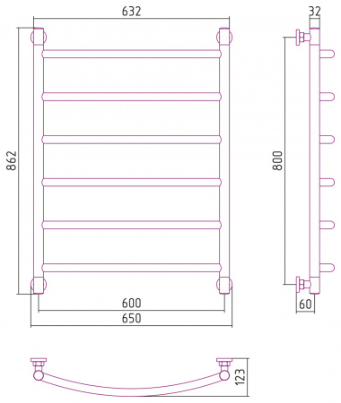 Полотенцесушитель водяной Сунержа Галант+ 80х60 с защитой 00-0200-8060 фото