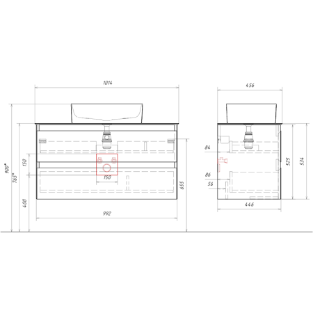 Столешница из керамогранита Aqwella STG1014X456GS серый камень, 100 см фото