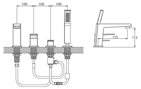 Смеситель на борт ванны BelBagno Arlie ARL-VIM4-CRM фото