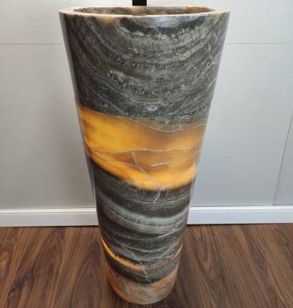 Раковина напольная из оникса Grey ON-01351 (40*40*90) фото