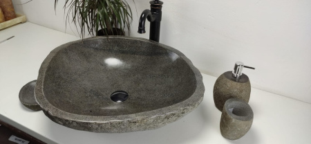 Накладная раковина из речного камня RS0849 (60*52*15) фото