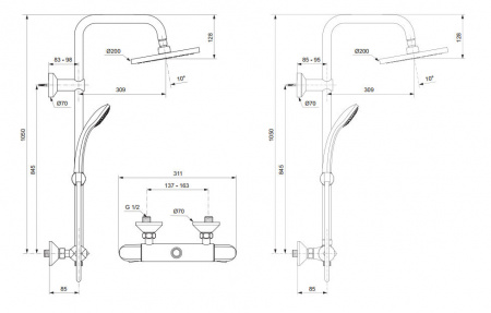Душевая система (стойка) с термостатом Ideal Standard Idealrain Eco A6421AA фото