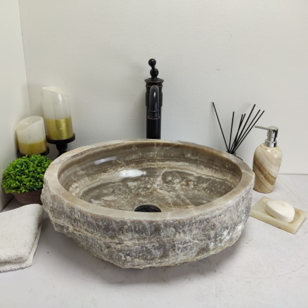 Накладная раковина из оникса Erozy Grey EO-00752 (47*40*15) фото