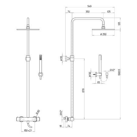 Душевая система Paini Cox 78PJ689TH Матовое золото фото