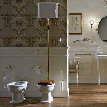 Унитаз напольный с высоким бачком Sbordoni Palladio 7021+ 7028+ TB05+ MC05+ S021 с бел. сиденьем фото