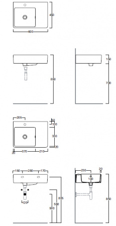 Подвесная раковина Simas Top e lavabi d'Arredo QU60S*1 bi фото