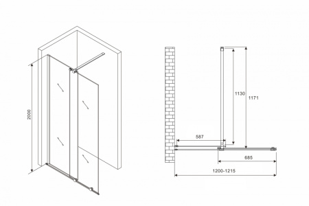 Душевая перегородка ABBER Komfort AG09120B 120 см фото