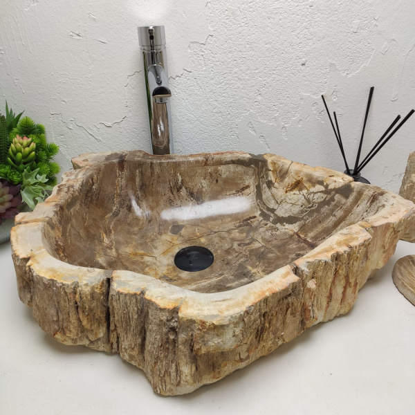 Накладная раковина из окаменелого дерева Fossil Basin OD-01287 (60*44*15) фото