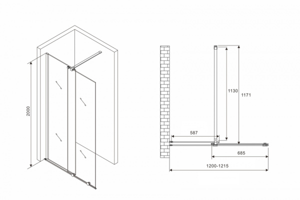 Душевая перегородка ABBER Komfort AG09120B 120 см фото