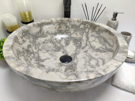 Раковина из мрамора Indo Bowl Grey Doreng Big BM-00025 фото