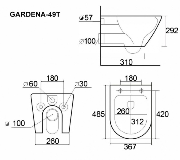 Подвесной унитаз безободковый Esbano GARDENA-49T с сиденьем фото