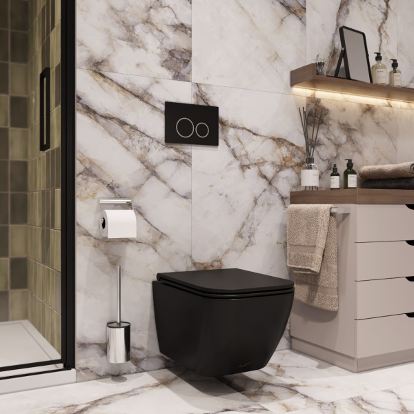 Унитаз подвесной безободковый Cerutti SPA Mimi Aria CT8920 с сиденьем, черный матовый фото