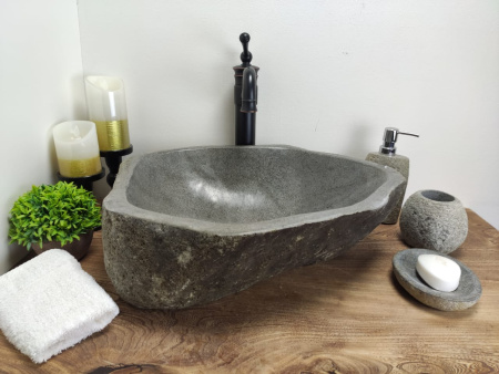 Накладная раковина из речного камня RS0602 (48*40*15) фото