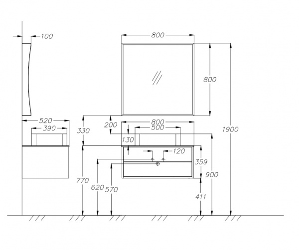 Тумба под раковину со столешницей Smile Дольче 80 00-00000177 фото