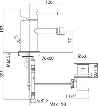 Смеситель для биде Cezares Eco Over OVER-BSM1-01-Cr фото