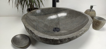 Накладная раковина из речного камня RS0849 (60*52*15) фото