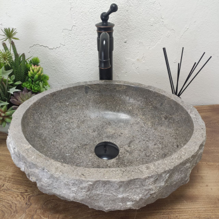 Накладная раковина из мрамора Erozy Grey EM-01376 (45*40*15) фото