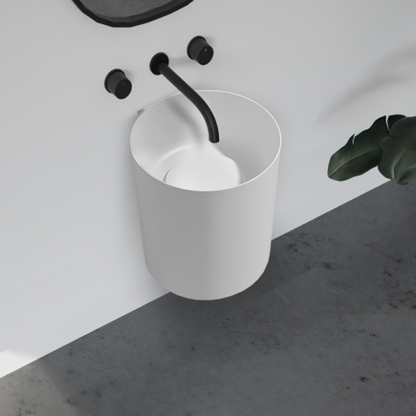 Раковина подвесная моноблок Abber Stein AS2624 42x42 белая матовая фото