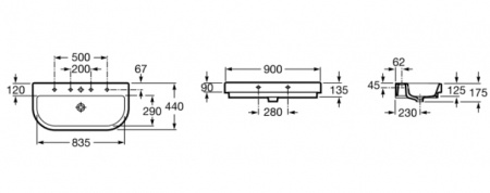 Подвесная раковина Roca Long Island 327113000 90 см фото