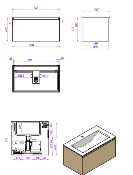 Тумба под раковину Art&Max Latina AM-Latina-800-1C-SO-BGM серо-бежева матовая фото