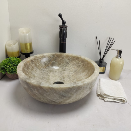 Накладная раковина из оникса Bowl Grey Small BO-00581 (1.9см) (40*40*15см) фото