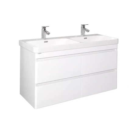 Тумба с двойной раковиной Comforty Енисей-120 00-00022406CF белый глянец фото