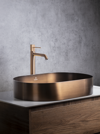 Накладная раковина из нержавеющей стали AltroBagno Eterno 001027RaSp матовая медь фото