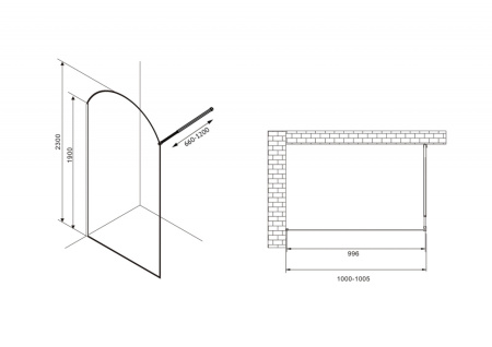 Душевая перегородка ABBER Immer Offen AG64100BN8 100 см фото