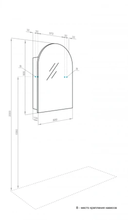 Зеркальный шкаф Акватон Санта-Барбара 60 1A286402CB82R графит, правый фото