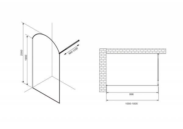 Душевая перегородка ABBER Immer Offen AG64100BN8 100 см фото