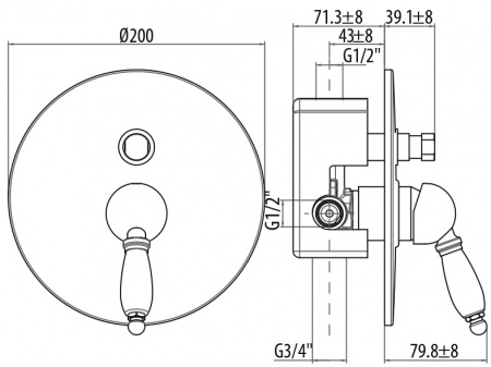 Смеситель для ванны и душа Gattoni Orta 2734/27V0.CHbr фото