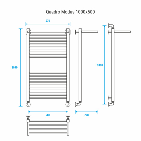 Водяной полотенцесушитель Energy Quadro modus 100x50 EWTRQUADM1005000000 фото