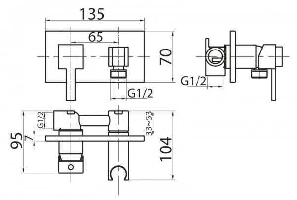 Смеситель для душа и гигенического душа Cezares CZR-DA6-01 фото