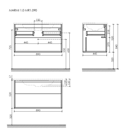 Тумба под раковину Sancos Marmi 1.0 MR1.090ECH дуб чарльстон фото