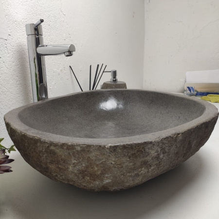 Накладная раковина из речного камня RS01326 (56*47*15) фото
