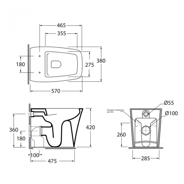 Унитаз приставной Azzurra Hera HEVCTPE00000BI фото