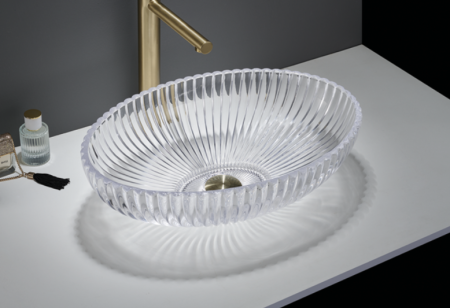 Накладная раковина стеклянная CeramaLux NC GL49 51x35 прозрачная фото