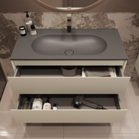 Тумба под раковину Vincea Welle 100 VMC-2WL100MBG M.Beige Soft-touch фото