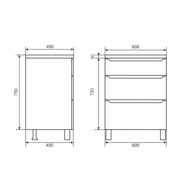 Тумба под раковину напольная Uperwood Tanos 60 291020332 черная матовая фото