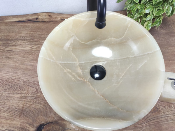 Накладная раковина из оникса Bowl Yellow Small BO-01021 (40*40*15) фото