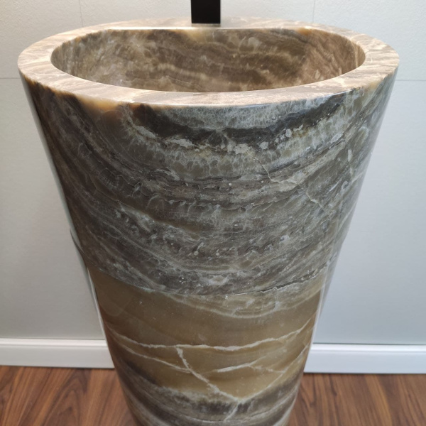 Раковина напольная из оникса Grey ON-01351 (40*40*90) фото