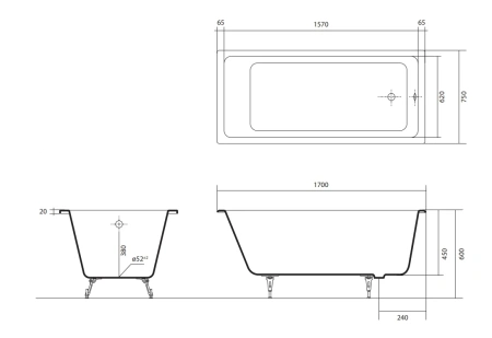 Чугунная ванна Aquatek Альфа AQ8970F-00 170x75 фото