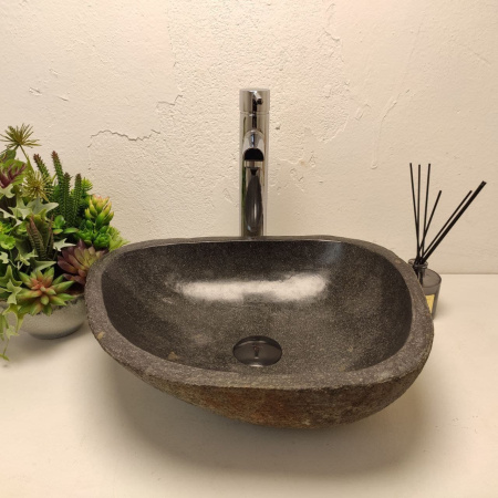 Накладная раковина из речного камня RS01253 (44*37*15) фото