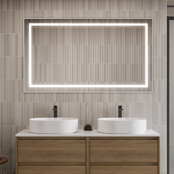 Зеркало с подсветкой и сенсорным выключателем BelBagno SPC-KRAFT-1400-800-SENS-AL 140x80 сатин фото